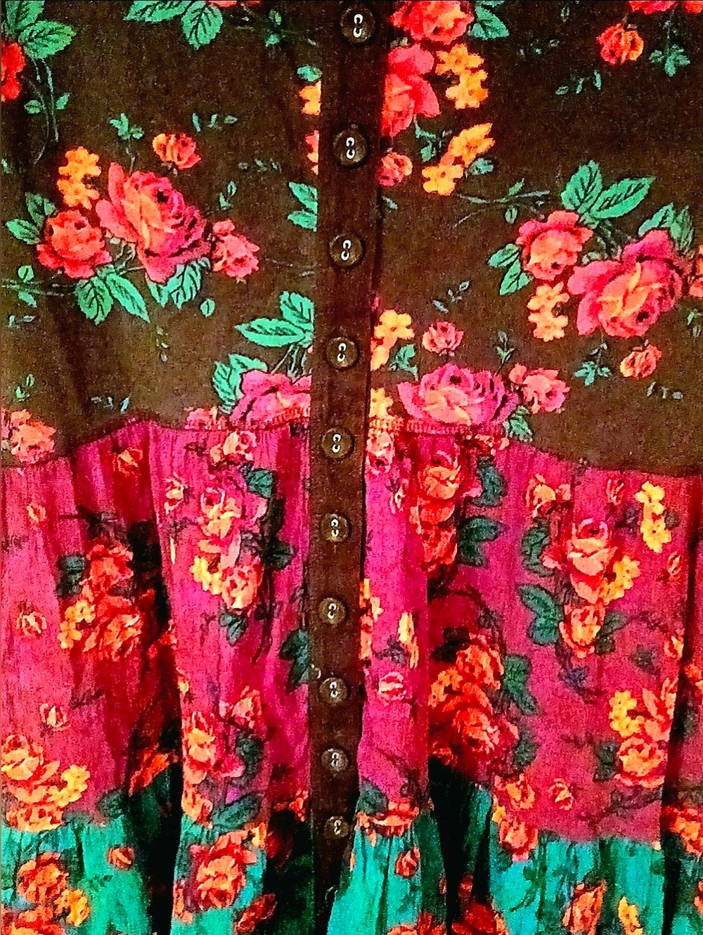 Vintage Betsey Johnson 90s Floral Dress Tiered Grunge Romantic Midi M - Picture 4 of 8